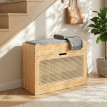 Banc à chaussures Arseel bambou rotin coussin intégré bois naturel gris