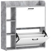 Meuble à chaussures Isilenou 2 portes 4 niches blanc béton ciré