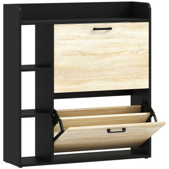 Meuble à chaussures Lévain 2 portes 4 niches noir