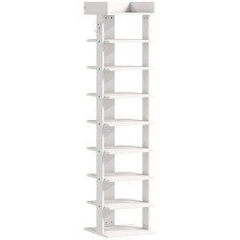 Étagère à chaussures Lévaen rangement vertical 9 niveaux blanc
