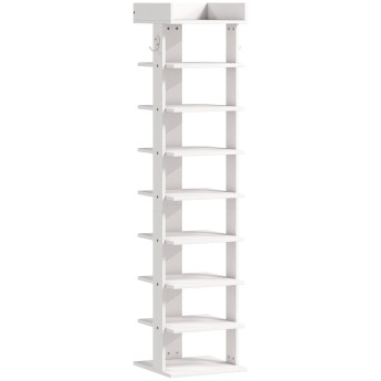 Étagère à chaussures Lévaen rangement vertical 9 niveaux blanc