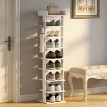 Étagère à chaussures Lévaen rangement vertical 9 niveaux blanc