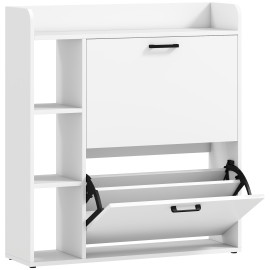 Meuble à chaussures Neline étagères 2 portes 4 niches blanc
