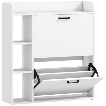 Meuble à chaussures Neline étagères 2 portes 4 niches blanc