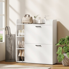 Meuble à chaussures Neline étagères 2 portes 4 niches blanc
