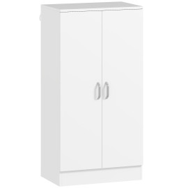 Meuble à chaussures Neleror 2 portes 6 étagères blanc