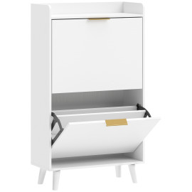 Meuble à chaussures Iler scandinave 2 portes 3 étagères blanc