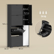 Meuble à chaussures Amraen miroir 3 étagères 4 portes noir