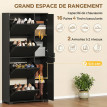 Meuble à chaussures Amraen miroir 3 étagères 4 portes noir