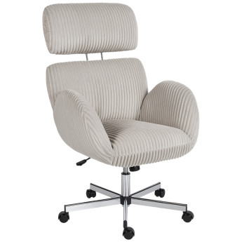 Chaise de bureau Taorone velours côtelé ergonomique gris clair