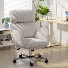 Chaise de bureau Taorone velours côtelé ergonomique gris clair