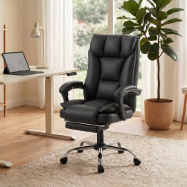 Chaise de bureau Narielle inclinable repose-pieds synthétique noir
