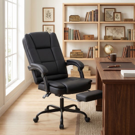Fauteuil de bureau Faeane inclinable repose pieds ergonomique noir
