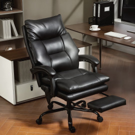 Fauteuil bureau Velès ergonomique inclinable repose pieds noir