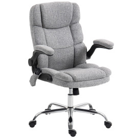 Chaise de bureau Bréa massante chauffante accoudoirs relevables gris chiné