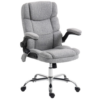 Chaise de bureau Bréa massante chauffante accoudoirs relevables gris chiné