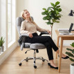 Chaise de bureau Bréa massante chauffante accoudoirs relevables gris chiné