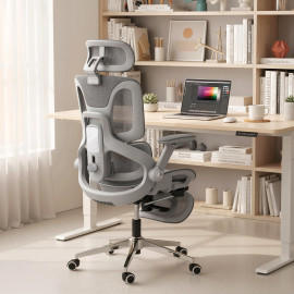 Chaise de bureau Julie ergonomique inclinable réglable gris