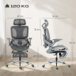 Chaise de bureau Julie ergonomique inclinable réglable gris