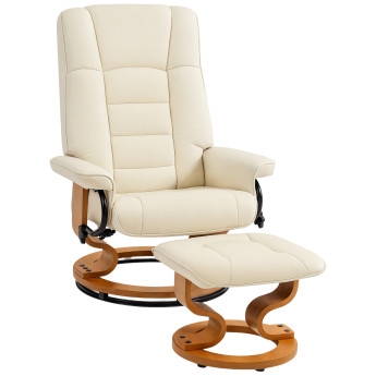 Fauteuil relax Beler inclinable pivotant avec repose pied crème