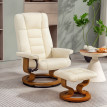 Fauteuil relax Beler inclinable pivotant avec repose pied crème