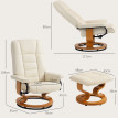 Fauteuil relax Beler inclinable pivotant avec repose pied crème