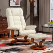 Fauteuil relax Beler inclinable pivotant avec repose pied crème