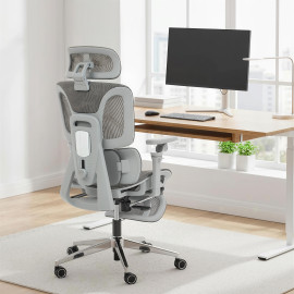 Chaise de bureau Ylencourt ergonomique inclinable réglable gris