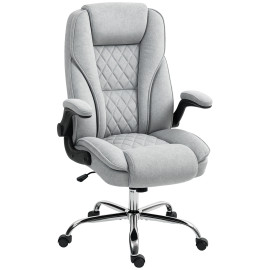 Fauteuil de bureau Kaoris velours Chesterfield réglable gris clair