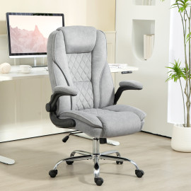 Fauteuil de bureau Kaoris velours Chesterfield réglable gris clair