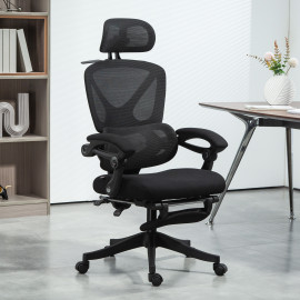 Chaise de bureau Issaac ergonomique inclinable repose pieds noir