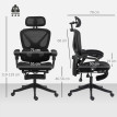Chaise de bureau Issaac ergonomique inclinable repose pieds noir