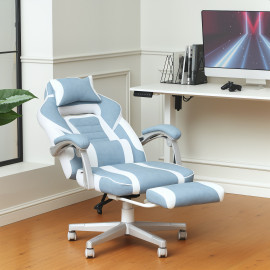 Chaise gaming Envesaot fauteuil ergonomique repose-pieds bleu