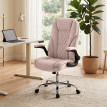 Fauteuil de bureau Lorcourt velours chesterfield réglable rose