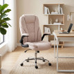 Fauteuil de bureau Lorcourt velours chesterfield réglable rose