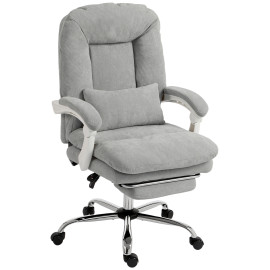Fauteuil de bureau Réuet inclinable ergonomique velours gris clair