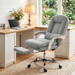 Fauteuil de bureau Réuet inclinable ergonomique velours gris clair