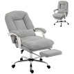 Fauteuil de bureau Réuet inclinable ergonomique velours gris clair