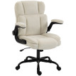 Chaise de bureau Telyia tissu chenille accoudoirs relevables beige
