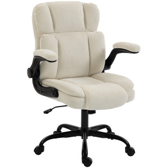Chaise de bureau Telyia tissu chenille accoudoirs relevables beige