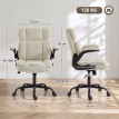 Chaise de bureau Telyia tissu chenille accoudoirs relevables beige