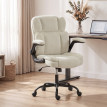 Chaise de bureau Telyia tissu chenille accoudoirs relevables beige
