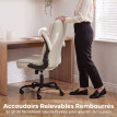 Chaise de bureau Telyia tissu chenille accoudoirs relevables beige