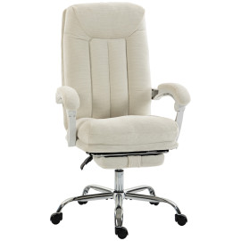 Chaise de bureau Garveet ergonomique inclinable repose pieds écru