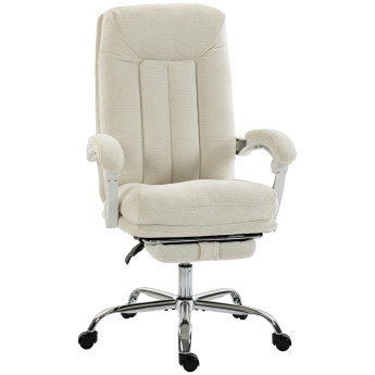 Chaise de bureau Garveet ergonomique inclinable repose pieds écru