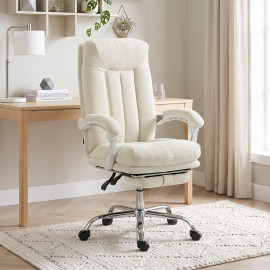 Chaise de bureau Garveet ergonomique inclinable repose pieds écru