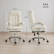 Chaise de bureau Garveet ergonomique inclinable repose pieds écru