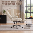 Chaise de bureau Garveet ergonomique inclinable repose pieds écru