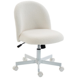 Chaise de bureau Melelle bouclette pivotante réglable crème