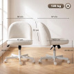 Chaise de bureau Melelle bouclette pivotante réglable crème